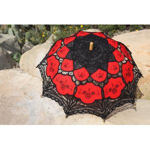 Paneled Battenberg Lace Parasol