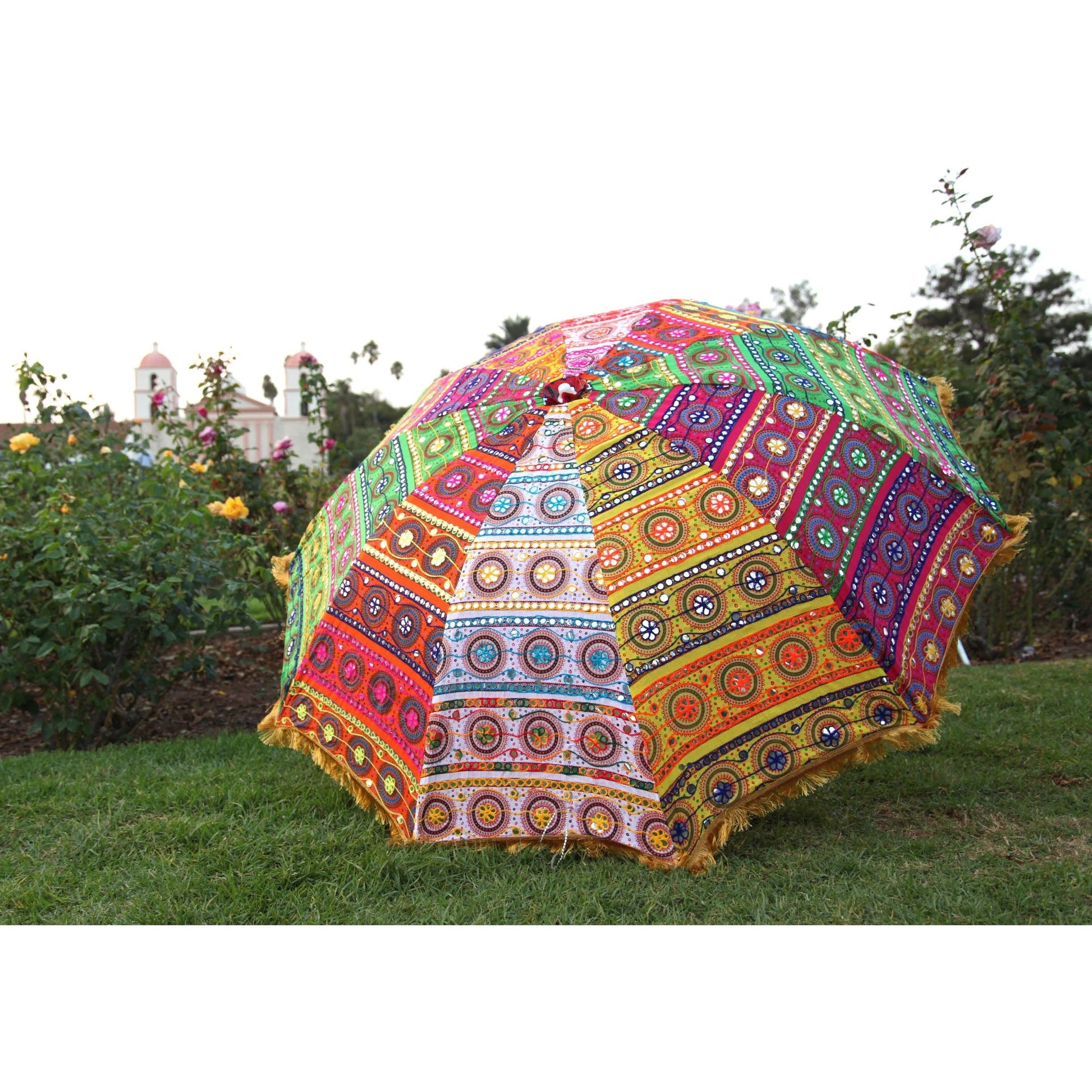 indian patio umbrella Large Indian Patio Parasol – Handcrafted Banjara